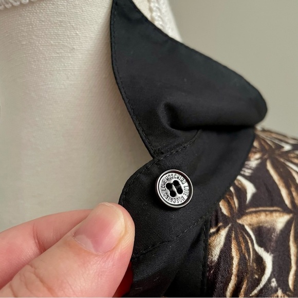 Love Moschino Brown Long Collared Sleeve Shirt Dress Gold Buttons - Picture 7 of 10